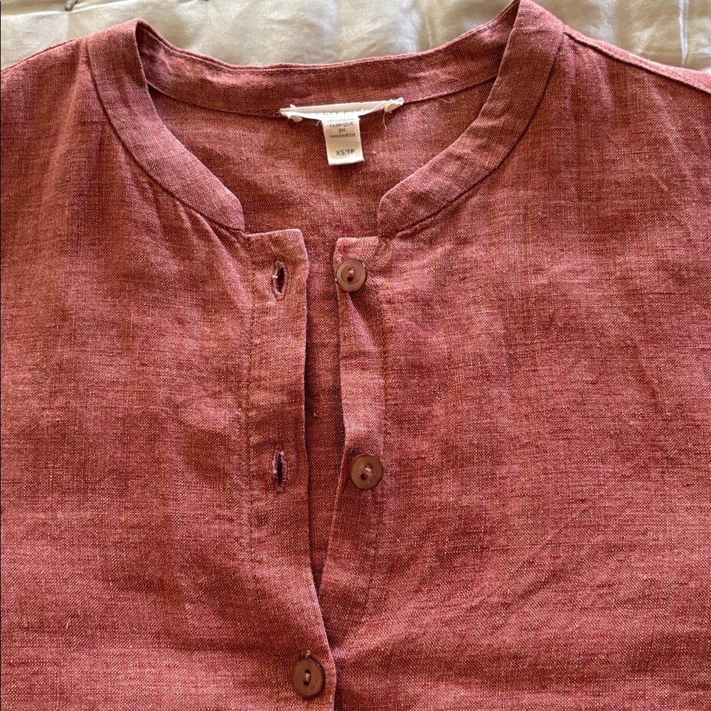 Terracotta Linen Dress Duster Eileen Fisher - Picture 9 of 10
